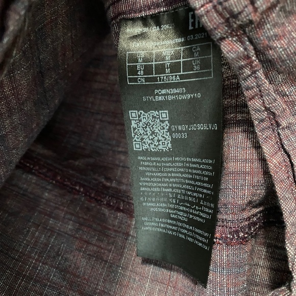 Guess Purplish-red Men's Fine Plaid Button Up Shirt Size Medium - Picture 6 of 11